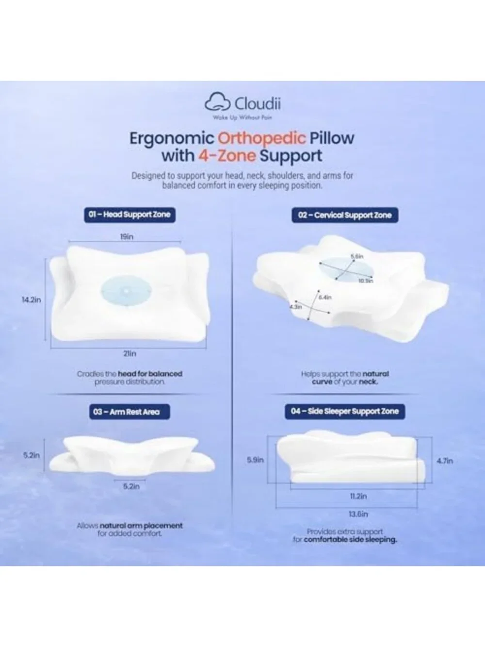 Cervical Neck Pillow for Side Sleepers - Ergonomic Support, Comfort & Relief